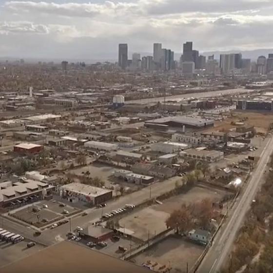 Aerial view of Denver's Globeville neighborhood